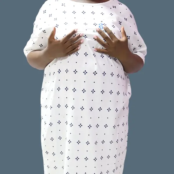 After breast reduction case 04 front view at AJ Plastic Surgery Centre